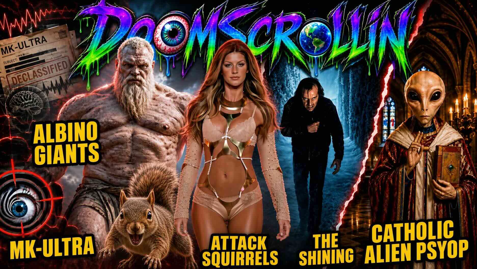 Doom Scrollin: Albino Giants, Attack Squirrels, MK Ultra, The Shinning and Catholic Alien Psyops episode artwork