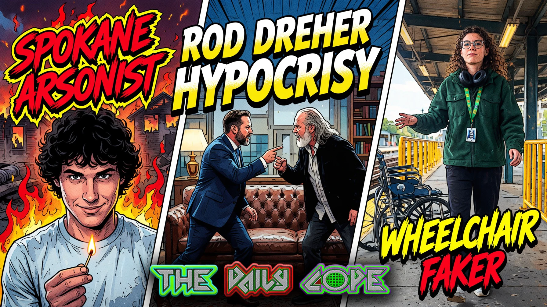 Spokane Arsonist Who Killed His Own Father Arrested, Rob Dreher Hypocrisy, Woman Faking Wheelchair! episode artwork
