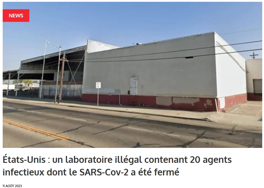 ÉTATS-UNIS : UN LABORATOIRE ILLÉGAL CONTENANT 20 AGENTS INFECTIEUX DONT LE SARS-COV-2 A ÉTÉ FERMÉ