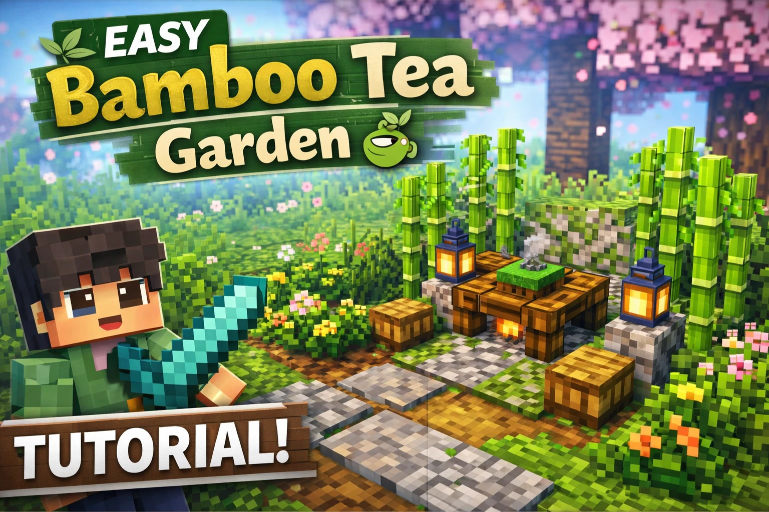 Minecraft Bamboo Tea Garden Build tutorial